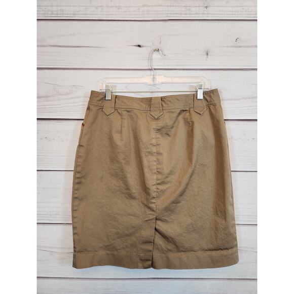Ralph Lauren Jeans Co. Women's Brown Stretch‎ Cotton Pencil Skirt Size 14 Petite - Picture 2 of 5